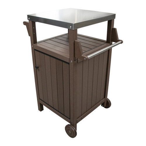 MENSARJOR Patio Prep Table BBQ Grill Bar Cart AllWeather Side Stand